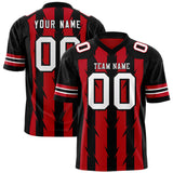 Custom Red Black Personalized Razr Stripe Graffiti Pattern Authentic Football Jersey