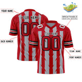 Custom Gray Red Personalized Razr Stripe Graffiti Pattern Authentic Football Jersey