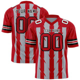 Custom Gray Red Personalized Razr Stripe Graffiti Pattern Authentic Football Jersey