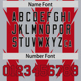 Custom Gray Red Personalized Razr Stripe Graffiti Pattern Authentic Football Jersey