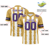 Custom White Old Gold Personalized Razr Stripe Graffiti Pattern Authentic Football Jersey