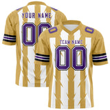 Custom White Old Gold Personalized Razr Stripe Graffiti Pattern Authentic Football Jersey