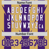 Custom Old Gold Purple Personalized Razr Stripe Graffiti Pattern Authentic Football Jersey