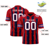 Custom Navy Red Personalized Razr Stripe Graffiti Pattern Authentic Football Jersey