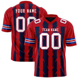 Custom Navy Red Personalized Razr Stripe Graffiti Pattern Authentic Football Jersey