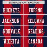 Custom Navy Red Personalized Razr Stripe Graffiti Pattern Authentic Football Jersey