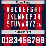 Custom Navy Red Personalized Razr Stripe Graffiti Pattern Authentic Football Jersey