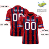 Custom Navy Red Personalized Razr Stripe Graffiti Pattern Authentic Football Jersey