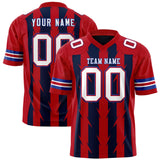 Custom Navy Red Personalized Razr Stripe Graffiti Pattern Authentic Football Jersey