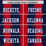 Custom Navy Red Personalized Razr Stripe Graffiti Pattern Authentic Football Jersey