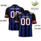 Custom Royal Black Personalized Razr Stripe Graffiti Pattern Authentic Football Jersey