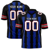 Custom Royal Black Personalized Razr Stripe Graffiti Pattern Authentic Football Jersey