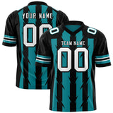 Custom Aqua Black Personalized Razr Stripe Graffiti Pattern Authentic Football Jersey