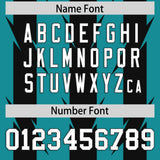 Custom Aqua Black Personalized Razr Stripe Graffiti Pattern Authentic Football Jersey