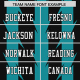 Custom Black Aqua Personalized Razr Stripe Graffiti Pattern Authentic Football Jersey