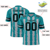 Custom Gray Aqua Personalized Razr Stripe Graffiti Pattern Authentic Football Jersey