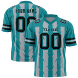Custom Gray Aqua Personalized Razr Stripe Graffiti Pattern Authentic Football Jersey
