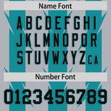 Custom Gray Aqua Personalized Razr Stripe Graffiti Pattern Authentic Football Jersey