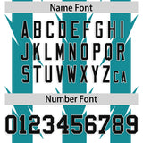 Custom White Aqua Personalized Razr Stripe Graffiti Pattern Authentic Football Jersey