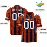 Custom Navy Texas Orange Personalized Razr Stripe Graffiti Pattern Authentic Football Jersey