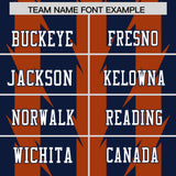 Custom Navy Texas Orange Personalized Razr Stripe Graffiti Pattern Authentic Football Jersey