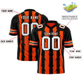 Custom Orange Black Personalized Razr Stripe Graffiti Pattern Authentic Football Jersey