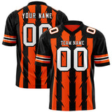 Custom Orange Black Personalized Razr Stripe Graffiti Pattern Authentic Football Jersey