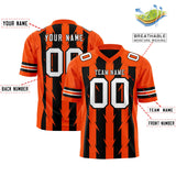 Custom Black Orange Personalized Razr Stripe Graffiti Pattern Authentic Football Jersey