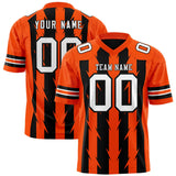 Custom Black Orange Personalized Razr Stripe Graffiti Pattern Authentic Football Jersey