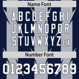 Custom Navy Gray Personalized Razr Stripe Graffiti Pattern Authentic Football Jersey