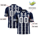 Custom Gray Navy Personalized Razr Stripe Graffiti Pattern Authentic Football Jersey
