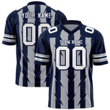 Custom Gray Navy Personalized Razr Stripe Graffiti Pattern Authentic Football Jersey