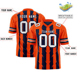Custom Navy Orange Personalized Razr Stripe Graffiti Pattern Authentic Football Jersey