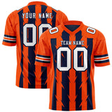 Custom Navy Orange Personalized Razr Stripe Graffiti Pattern Authentic Football Jersey