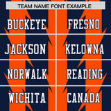 Custom Navy Orange Personalized Razr Stripe Graffiti Pattern Authentic Football Jersey
