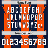 Custom Navy Orange Personalized Razr Stripe Graffiti Pattern Authentic Football Jersey