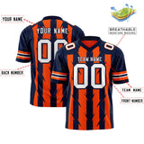 Custom Orange Navy Personalized Razr Stripe Graffiti Pattern Authentic Football Jersey