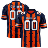 Custom Orange Navy Personalized Razr Stripe Graffiti Pattern Authentic Football Jersey