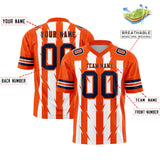 Custom White Orange Personalized Razr Stripe Graffiti Pattern Authentic Football Jersey