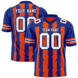 Custom Orange Royal Personalized Razr Stripe Graffiti Pattern Authentic Football Jersey