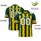 Custom Gold Green Personalized Razr Stripe Graffiti Pattern Authentic Football Jersey
