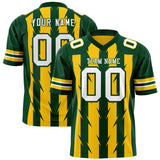Custom Gold Green Personalized Razr Stripe Graffiti Pattern Authentic Football Jersey