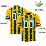 Custom Green Gold Personalized Razr Stripe Graffiti Pattern Authentic Football Jersey