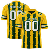 Custom Green Gold Personalized Razr Stripe Graffiti Pattern Authentic Football Jersey