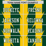 Custom Green Gold Personalized Razr Stripe Graffiti Pattern Authentic Football Jersey