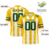 Custom White Gold Personalized Razr Stripe Graffiti Pattern Authentic Football Jersey