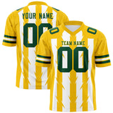 Custom White Gold Personalized Razr Stripe Graffiti Pattern Authentic Football Jersey