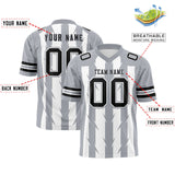 Custom White Gray Personalized Razr Stripe Graffiti Pattern Authentic Football Jersey