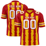 Custom Gold Red Personalized Razr Stripe Graffiti Pattern Authentic Football Jersey
