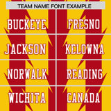 Custom Gold Red Personalized Razr Stripe Graffiti Pattern Authentic Football Jersey